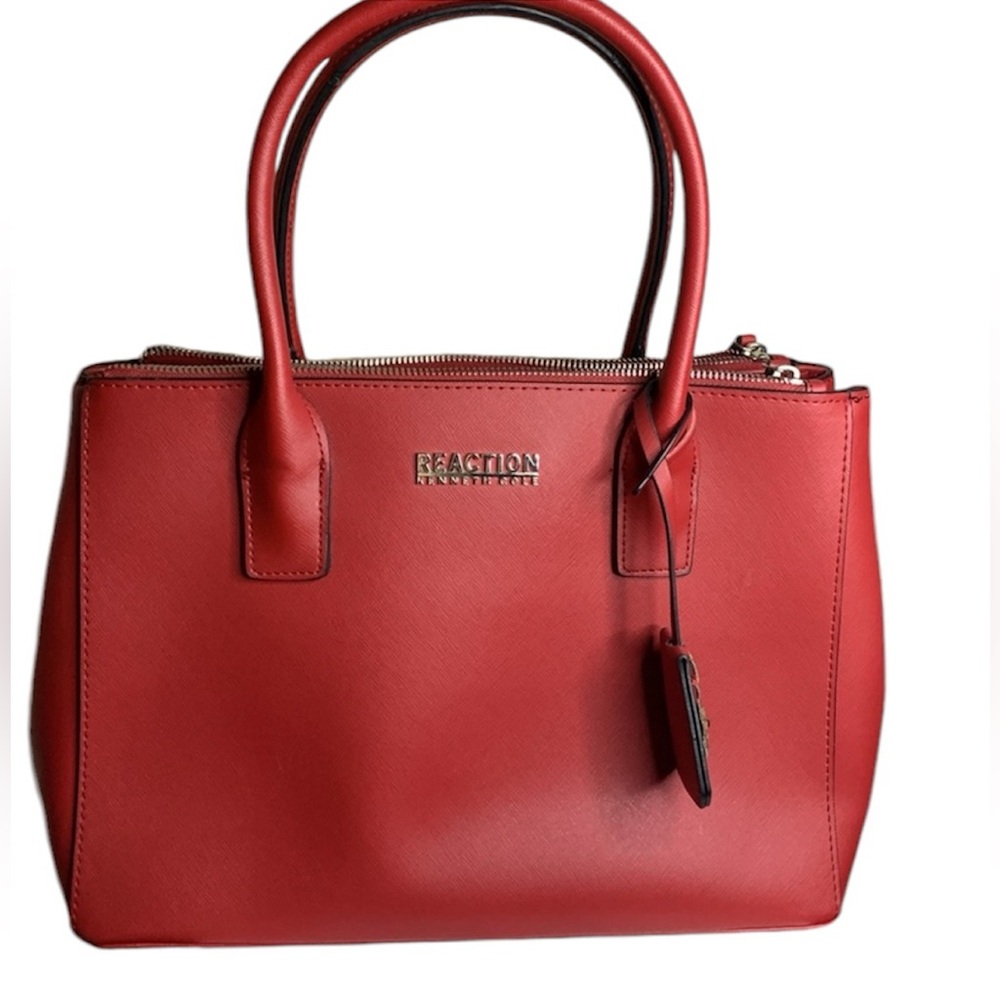🇺🇸Kenneth Cole Reaction Pebbled Faux Red Leather Large Handbag,Work/Travel Bag